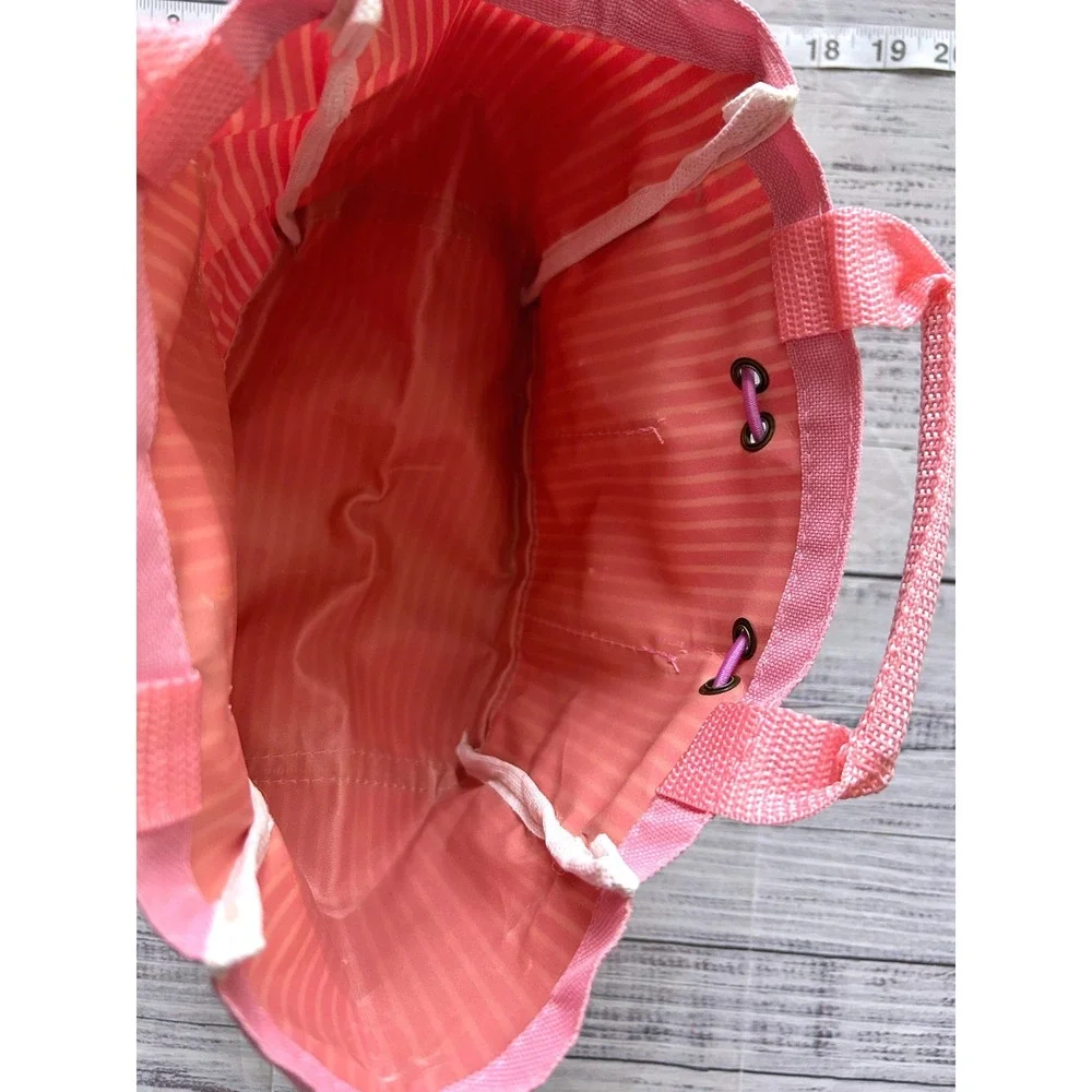 Garden Tote Bag Embroidered Flowers Pink Multi Pockets Tool Organizer